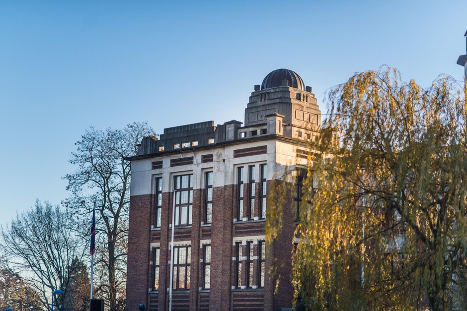 Urban building facade viewed from the street